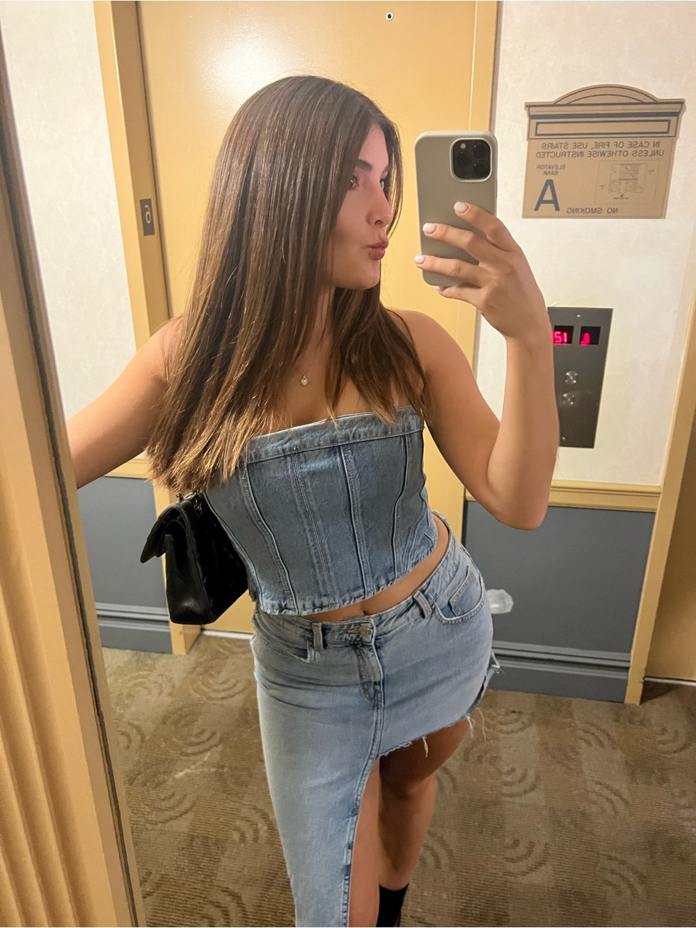 Zara Denim Corset Crop Top in Light Blue